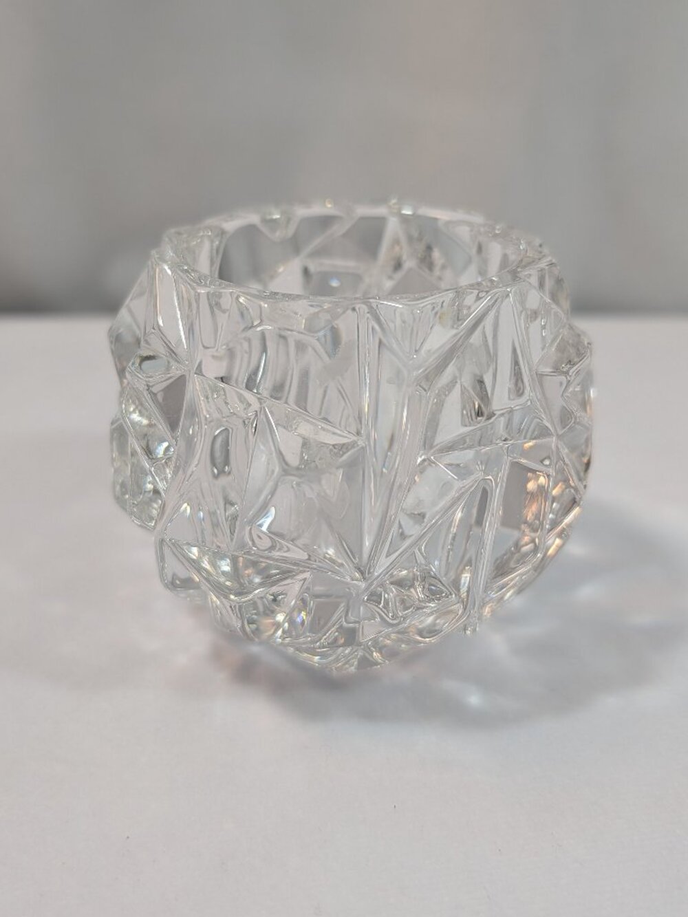 Tiffany & Co Rock Cut Crystal Votive Tea Light Candle Holder 3 inch